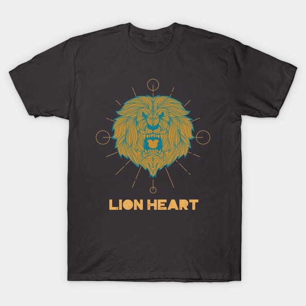 Lion Heart Brave Lion's Face T-Shirt by Tip Top Tee's